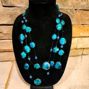 Turquoise Dichroic Glass Bead Necklace from Coldwater Creek